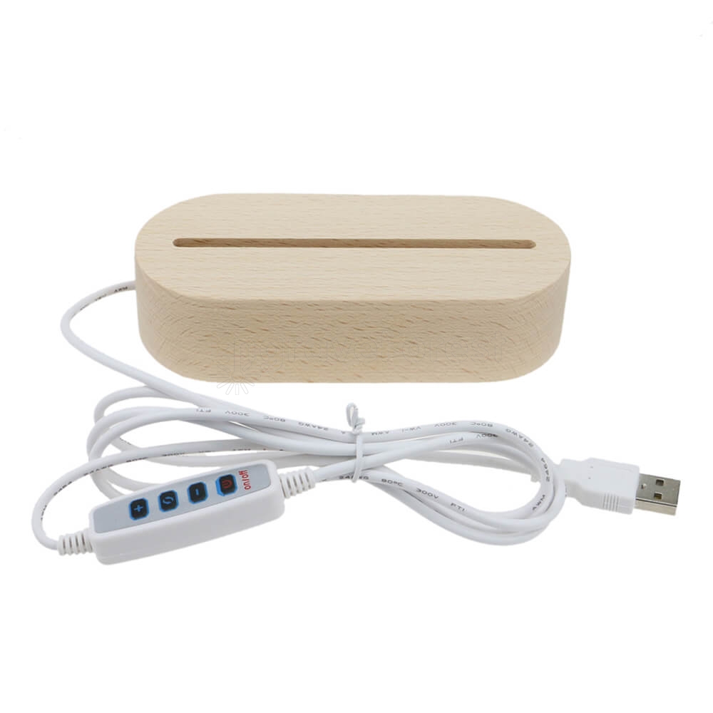 Rechargeable Oval Wood LED Base RGB Lights USB Powered TDL-WC